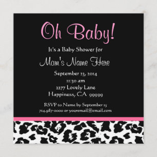 Invitation Joli Baby shower Empreinte de léopard noir blanc r