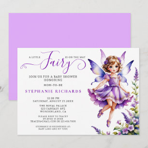 Invitation Joli Baby shower Fée de Fleur Violet Floral