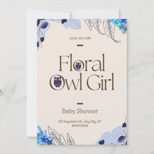 Invitation Joli Baby shower Fille Chouette Florale Rose