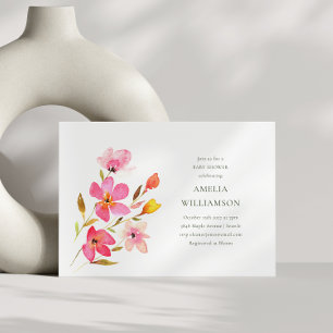 Invitation Joli Baby shower Floral Aquarelle Rose