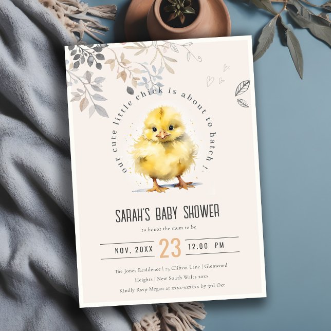 Invitation Joli Baby shower Floral Fille Blush Chick Farm (Créateur téléchargé)