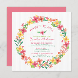 Invitation Joli Baby shower Floral Filles Wreath
