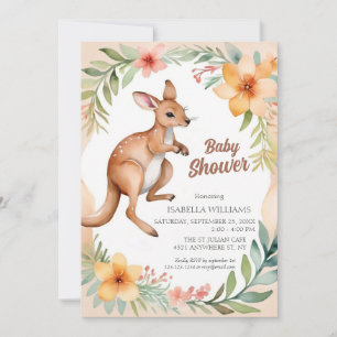 Invitation Joli Baby shower floral Kangaroo