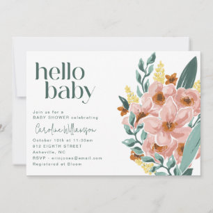Invitation Joli Baby shower Floral Rose de la Monnaie