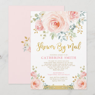 Invitation Joli Baby shower Floral Rose Rose Fille Par Courri