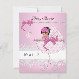 Invitation Joli Baby shower mignon bébé fille rose Vintage