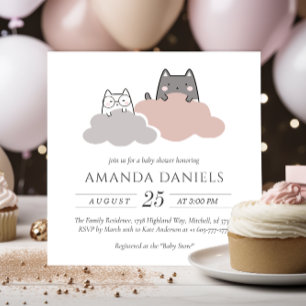Invitation Joli Baby shower moderne Kitten