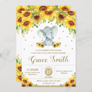 Invitation Joli Baby shower neutre floral de tournesol élépha