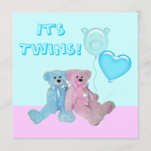 Invitation Joli Baby shower Nounours Twin