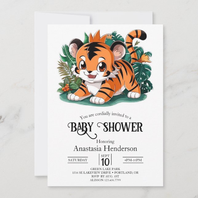 Invitation Joli Baby shower numérique Boho Tiger (Devant)
