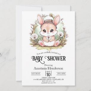 Invitation Joli Baby shower numérique Bunny Woodland
