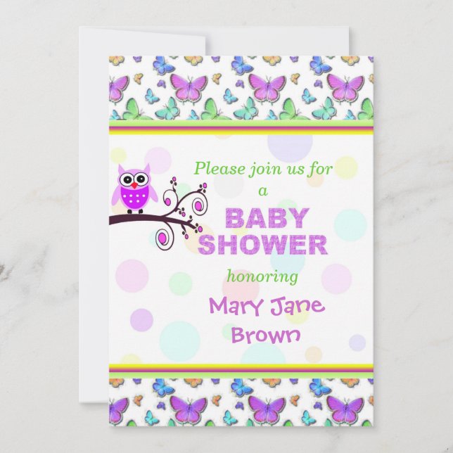 Invitation Joli Baby shower Owl (Devant)