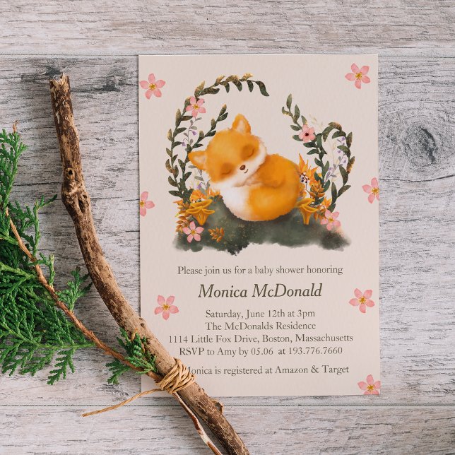 Invitation Joli Baby shower Petit Fox verdoyant (Créateur téléchargé)