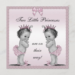 Invitation Joli Baby shower Princess Twins Vintage
