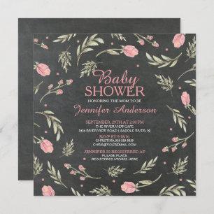 Invitation Joli Baby shower Rose Chalkboard filles