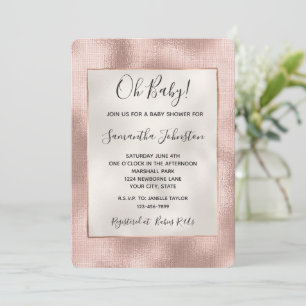 Invitation Joli Baby shower rose rose rose rose or