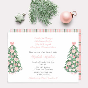 Invitation Joli Baby shower rose vert Noël Twin Girls