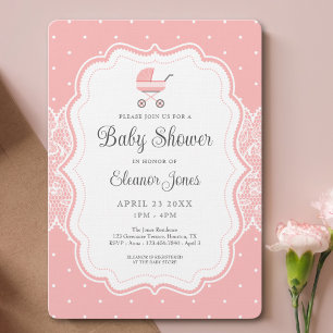 Invitation Joli Baby shower rose Vintage