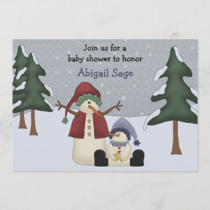 Invitation Joli Baby shower Snowman hiver