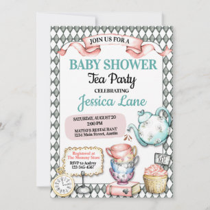 Invitation Joli Baby shower Tea Party