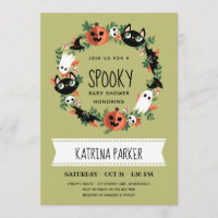 Joli Baby shower vert Éffrayant Halloween Wreath