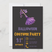 Joli Balai de Sorcières Violet Noir Halloween