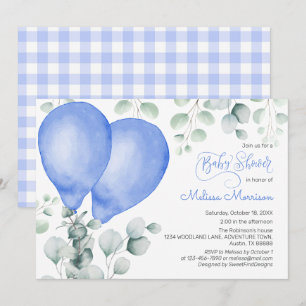 Invitation Joli Balloon bébé garçon douche