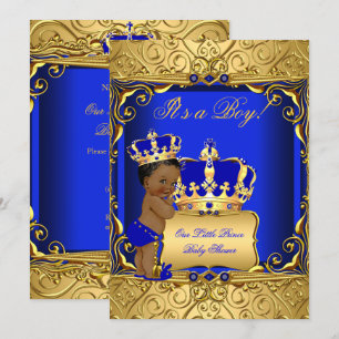 Invitation Joli bébé ethnique Shower garcon bleu royal régale