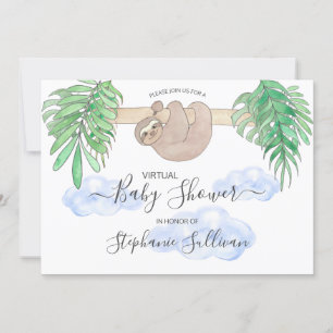 Invitation Joli bébé garçon Sloth Baby shower virtuel