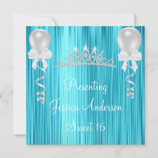 Invitation Joli bijou d'argent blanc bleu Tiara Formal (Devant)