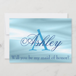 Invitation Joli bleu Maid of Honor Proposition Monogramme