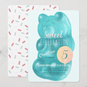 Invitation Joli Blue Gummy Ours sucré Bonbons Anniversaire