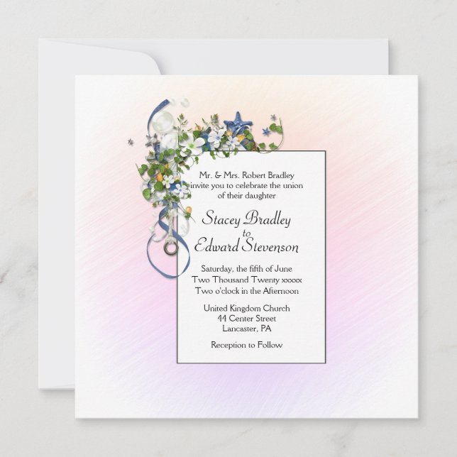 Invitation Joli Blush Rubans et bulles (Devant)