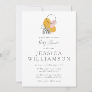 Invitation Joli Boho Art Abstrait en Baby shower Jaune