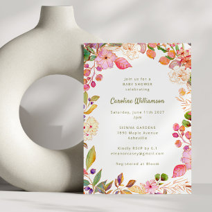 Invitation Joli Boho couleur aquarelle Baby shower Floral