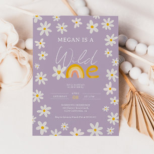 Invitation Joli boho daisy arc-en-ciel wild one 1er anniversa