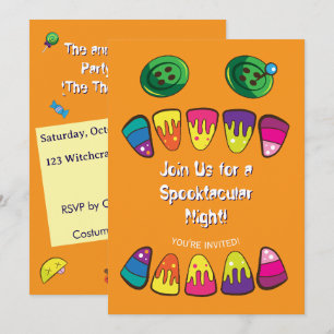 Invitation Joli bonbon de visage de monstre d'Halloween en ma