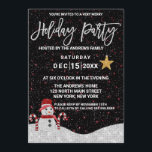 Invitation Joli Bonhomme de Neige Blanc Rouge Ciel Nocturne P<br><div class="desc">Cette invitation de fête de fin d'année sur le thème de bonhomme de neige est un design très mignon et cool pour vos papeteries de fêtes. Il présente un bonhomme de neige à paillettes blanches imprimées avec un chapeau et une écharpe rouges à côté de deux cannes à bonbons sur...</div>