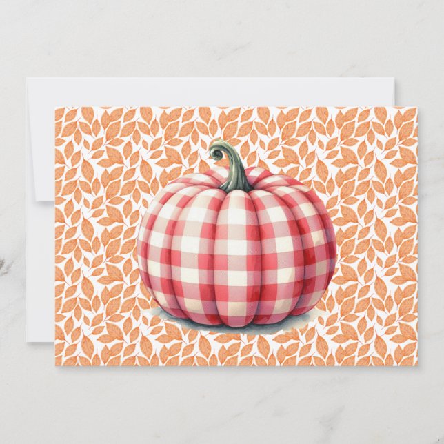 Invitation Joli bonjour chute plaid citrouille (Devant)