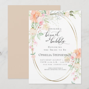 Invitation Joli Brunch & Bubbly Fleurs de printemps de corail