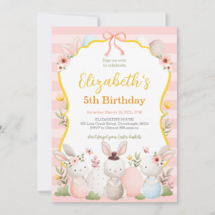 Invitation Joli Bunnies Pâques rose Anniversaire