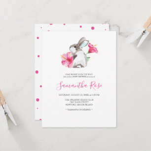 Invitation Joli Bunny Baby shower fille rose