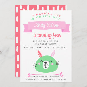 Invitation Joli Bunny   Célébration Anniversaire de enfant