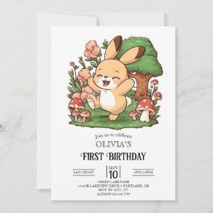 Invitation Joli Bunny coloré 1er anniversaire numérique