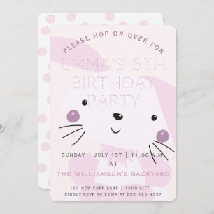 Invitation Joli Bunny rose pâle Fête d'anniversaire des fil