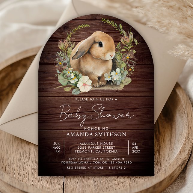 Invitation Joli Bunny Sage Vert Floral Baby shower Arc en Boi (Créateur téléchargé)