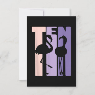Invitation Joli Cadeau pour 10 ans I Flamant Rose I Enfant de