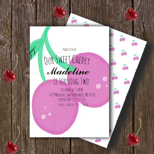 Invitation Joli Cerisier Dessiné à la Main Joyeux Anniversair