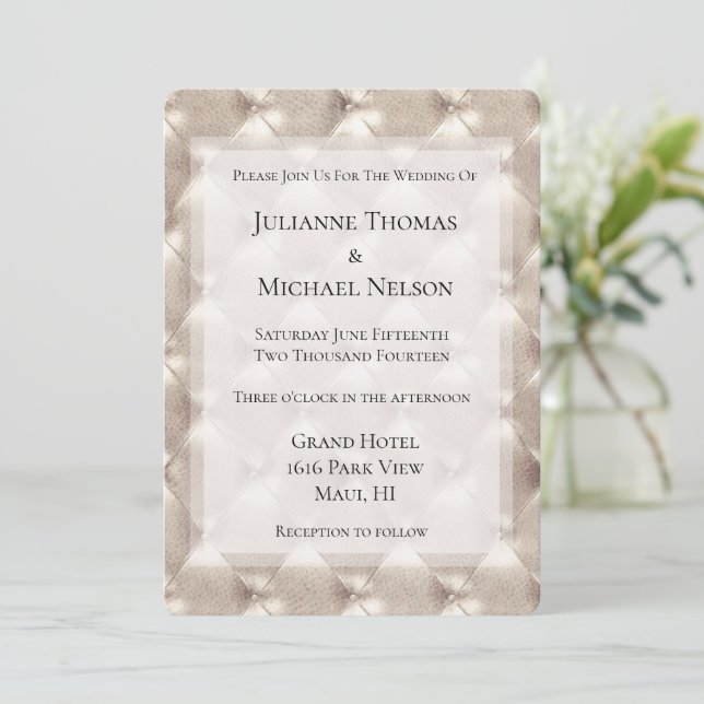 Invitation Joli Champagne Glam Romantique Mariage (Debout devant)