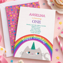 Joli Chat Arc-en-Ciel 1er Anniversaire
